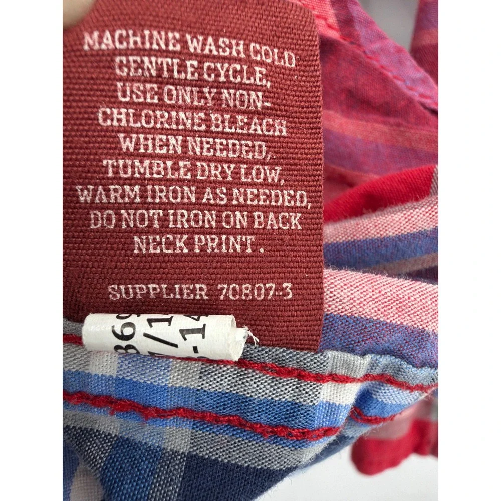 Patriotic Boys 6 Red White Blue Plaid Long Sleeve Button Down Shirt Flag‎ Colors